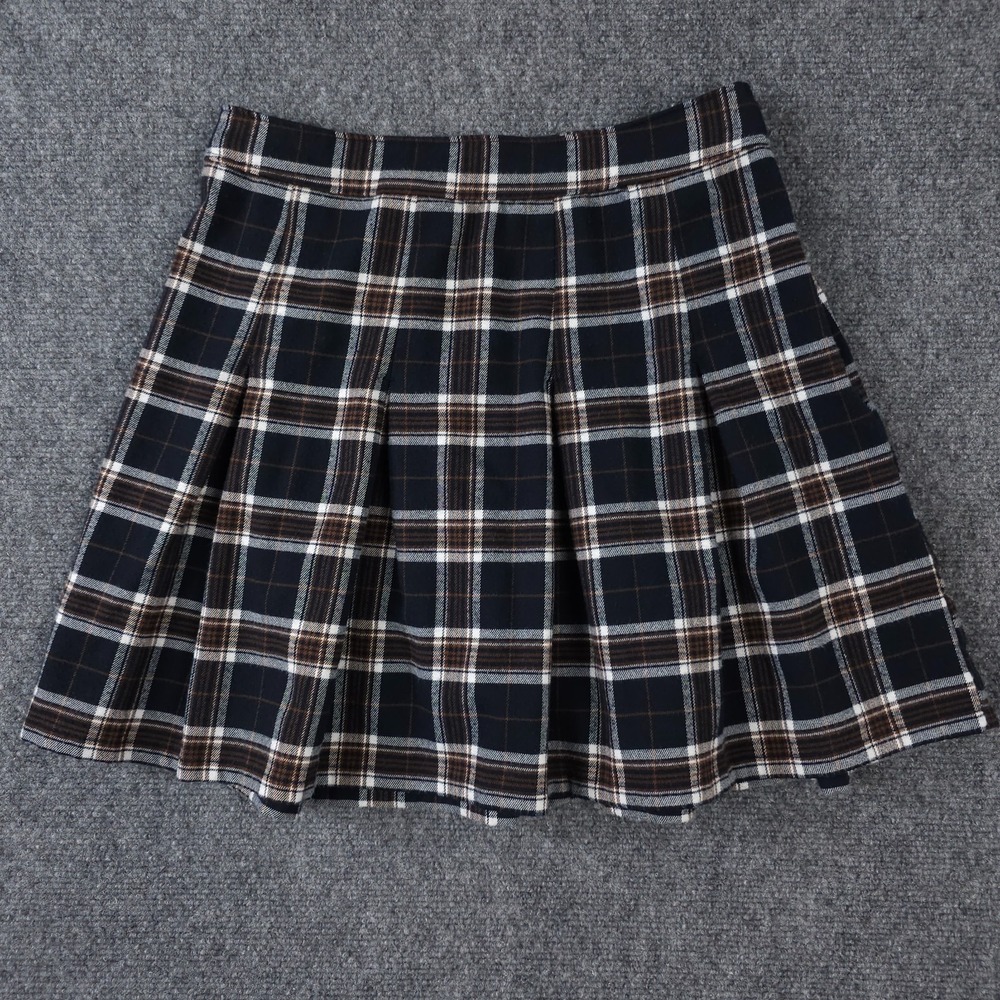 Hollister Skirt S Blue Plaid Pleated Flannel Ultra High Rise Academia Schoolgirl